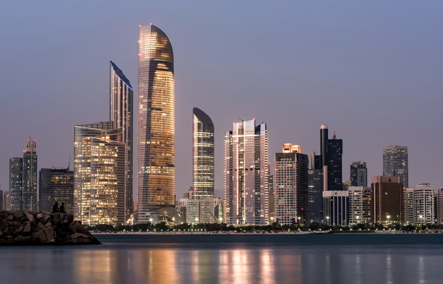 Middle East city skyline at dusk